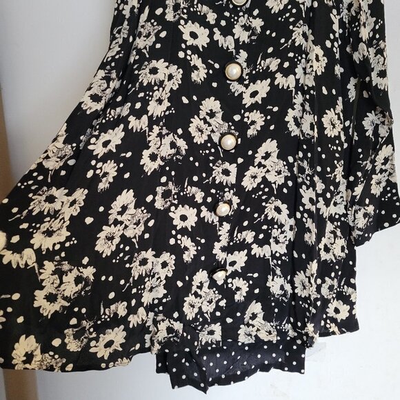 JM by Shelli Segal Vintage Maternity Floral Print Jewel Button Long Sleeve Dress - Picture 7 of 15